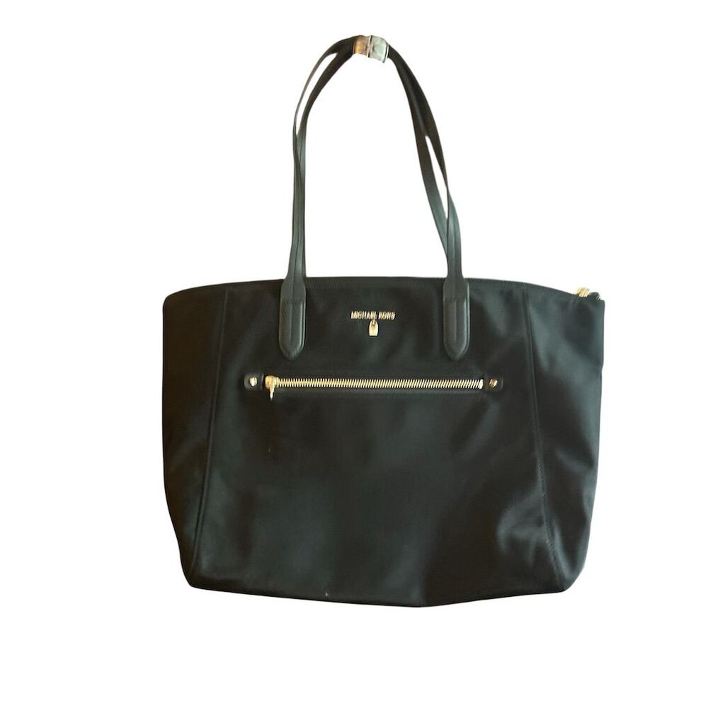 Michael Kors Women's‎ Black Nylon Tote Bag with Zip Closure